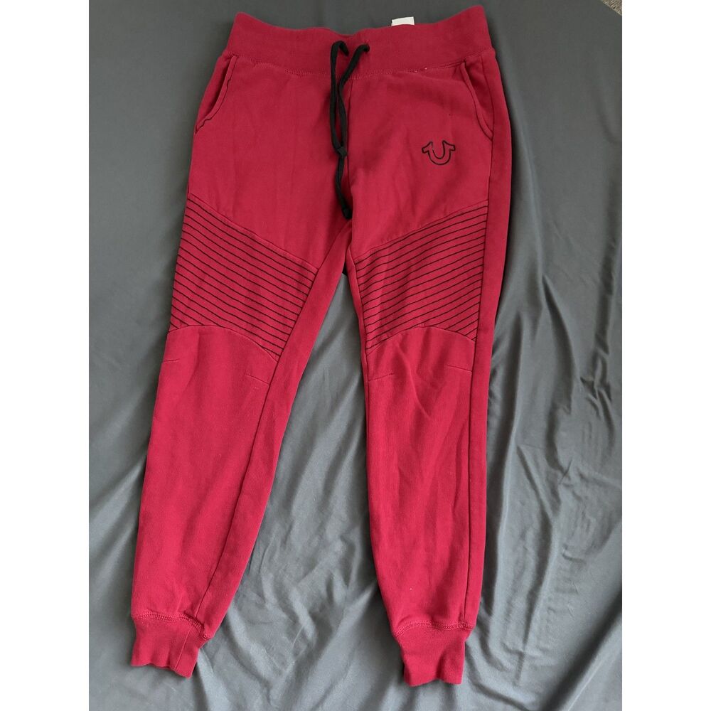 True Religion Cotton Blended Jogger Pants in Red and Black size S
